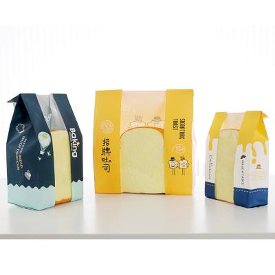 China Recyclable Custom Printed Window Toast Paper Packaging Food Grade Clear Bread Kraft Paper Bags for sale