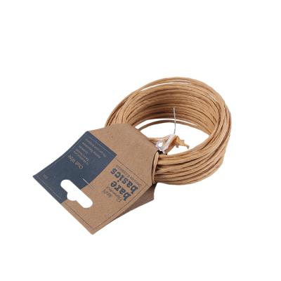 China 10m dresser twisted raffia twine ribbon yarn paper cord with iron wire for garden decor and garden grrafting for sale