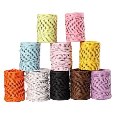 China 50m Convenient Crafts Twisted Yarn Paper Rope Twine Twine DIY Wrapped Paper With Iron Wire Inside For Flower Bouquets for sale