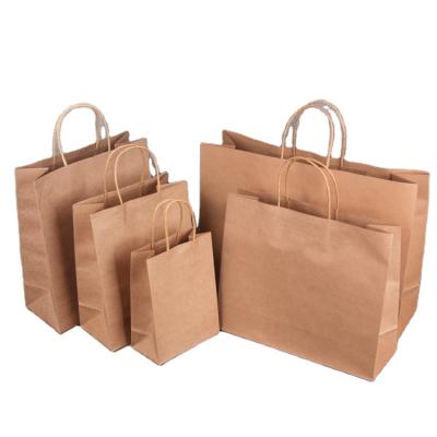 China Recyclable Custom Logo Printed Recyclable Kraft Paper Bag With Twisted Handle Reusable Paper Shopping Bags for sale