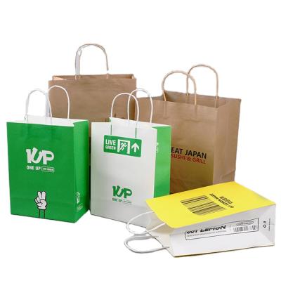 China Recyclable Custom Logo Printing Luxury Kraft Paper Bag With Handle Grocery Paper Shopping Bag Packaging Gift for sale