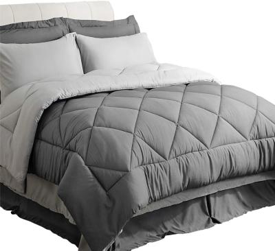 China Bedding Home Comforter Sets Queen Comforter Bed in a Bag 8 Piece - Gray Bedding Sets Queen with Comforter for sale