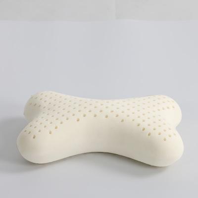 China Natural Neck Pillow Bone Shape Anti-Apnea Latex Car Ride Rest Head Pillow With Elastic Strap Washable Cover for sale