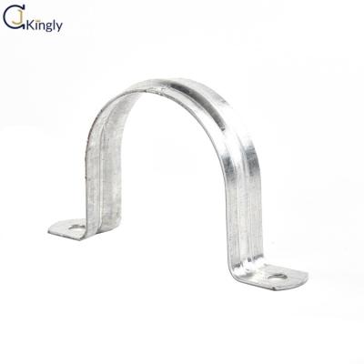 China 2 Inch DN50 Galvanized Steel Universal Galvanized Two Hole Strap U Type Saddle Pipe Clamp For Pipe Clip U-Shaped Pipe Clamps for sale