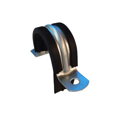 China Customized Steel Pipe Saddle Clamp For Wall Mount , High Pressure Pipe Rack Wall Mount Metal Rubber Lined Pipe Clamp for sale