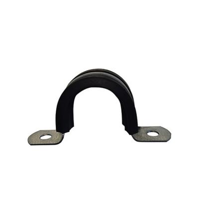 China Wholesale Steel Black 50mm Bolted Tube Pipe Saddle Clamps With Rubber for sale