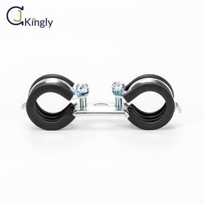 China Double Pipe Clamp Installation Double Galvanized Steel Anti - Corrosion Pipe Clamp for sale