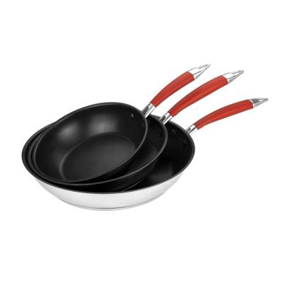 China Black 3-Piece 8/10/Dishwasher Safe Nonstick Sustainable PFOA Free 12 Inch Cooking Frying Pan Cookware Frying Pan Set for sale