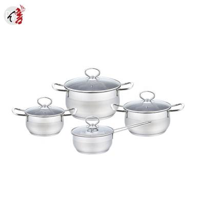 China Realwin Sustainable Stainless Steel Kimchi Stew Pot Saucepan Casserole Cookware Set With Glass Lid for sale