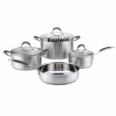 China Realwin Sustainable Cookware Set Induction Cookware Stainless Steel Pots For Cooking Steel Cookware Set for sale