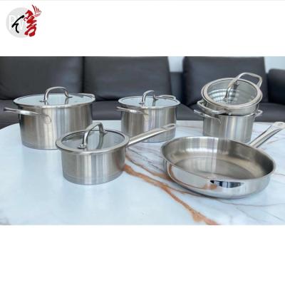 China Realwin 18/10 viable premium stainless steel multiclad pots and pans set stainless steel cookware set for sale