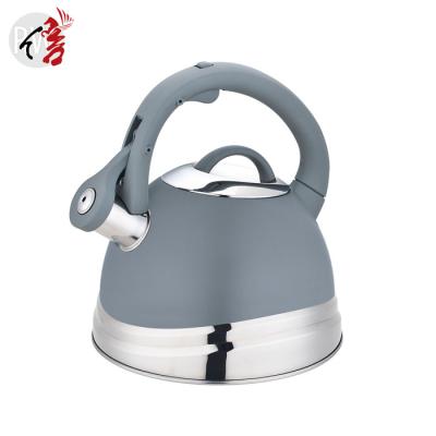 China Realwin Sustainable Happy Function 2.5L Stainless Steel Home Coffee Whistling Kettle With Nylon Handle for sale