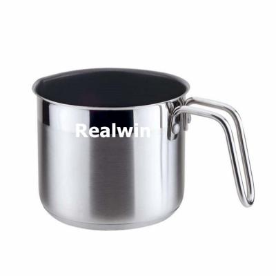 China Modern 1.5 Quart Stainless Steel Saucepan With Spout Mini Milk Pan With Spout Perfect For Boiling Milk for sale