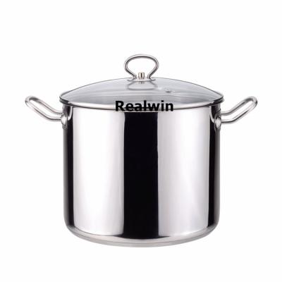 China Stainless steel viable commercial stock pot with lid glass lidded soup pot large cookware casserole pots for sale