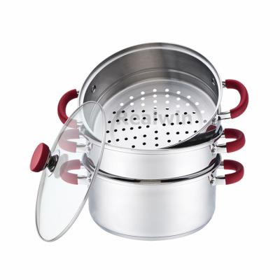 China Realwin Sustainable High Quality Popular Multifunctional Stainless Steel Steamer Pot With Silicone Handle for sale