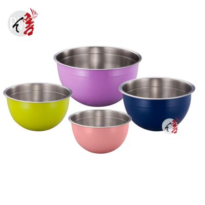 China Realwin Stainless Steel Different Color Coating Salad Standable Salad Mixing Bowl For Vegetable And Fruit for sale