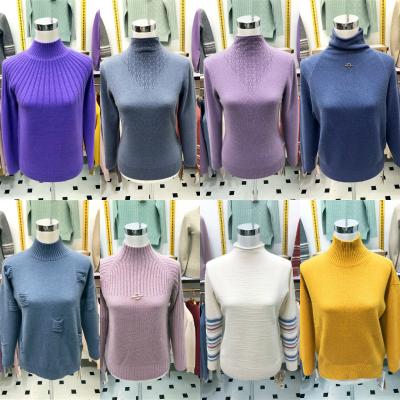 China Large loose pullover sweater 2023 the new autumn/winter anti-shrink contrast foreign trade European and American splice knit for sale