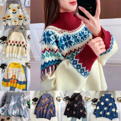 China 2023 autumn and winter new foreign style women's loose sweater style soft anti-shrink knitwear long sleeve tops for sale