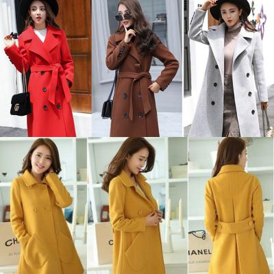 China Wholesale 2023 women's woolen coat long style viable woolen women's coat high grade contrast color Korean edition temperament for sale