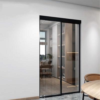 China Magnetic Screen Customized Stainless Steel Glass Style Interior Exterior Automatic Sliding Door for sale