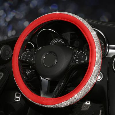 China Diamond Hot Selling Women Bling Bling Crystal Rhinestone Multi Color Car Universal Steering Wheel Cover 38cm for sale