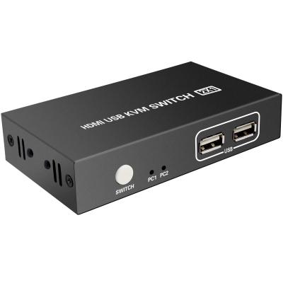 China Support EDID copy function HD MI KVM switch 2 port with 4 USB 2.0, support HD MI switch for 2 computers share keyboard mouse printer and one HD monitor for sale