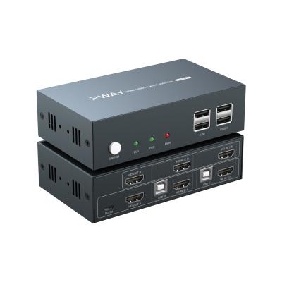 China Support Copy EDID Function Dual Kvm Monitor Switch 4k 30hz 2 Hd KVM Port Switch USB2.0 Kvm Port Switch for sale