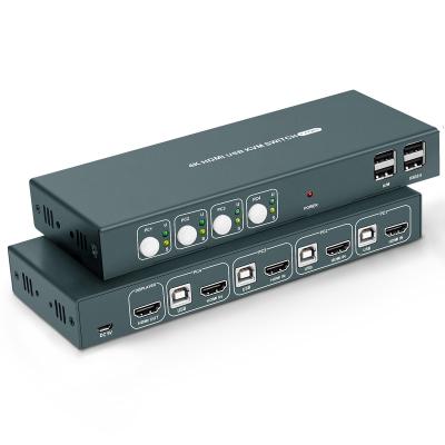 中国 EDID Emulators in OEM Switch Support EDID Switch Left 4k 30hz HD KVM Switch Wholesale 4 Input Ports HDM I KVM 販売のため