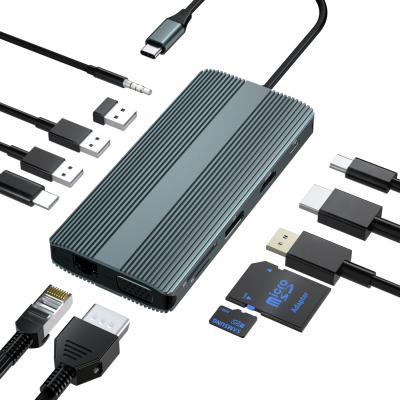 China Type-C Enabled Devices 12 in 1 Type-C Multi USB-C 12-in-1 USB-C Hub Laptop Docking Station 4k Hd Usb C Hub For Macbook for sale