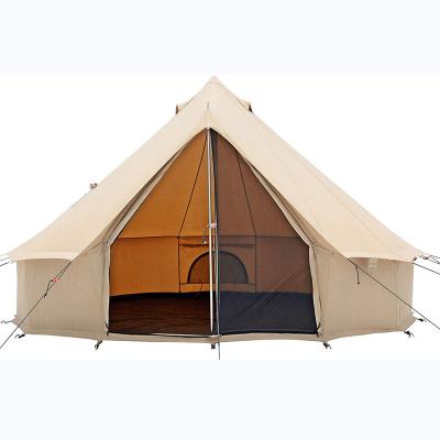 China Straight Tie Type Hot Sale Canvas Bell Tent Waterproof 4 Season Glamping Yurt Tent Luxury Outdoor Camping Tent for sale