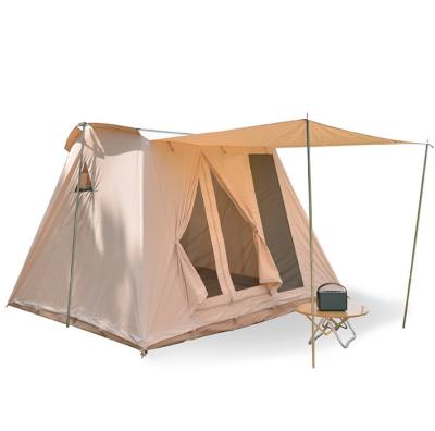 China Straight Tether Type New Design Cotton Spring Bar Tent Luxury Gamping Tent With Large Space Outdoor Tent For Family for sale