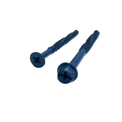 China Flat Hex Slotted Washer Head Hex Slotted Phillips Head Self Tapping Concrete Washer Screws With Blue Ruspert Plated for sale