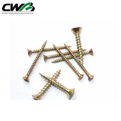 China Flat Countersunk Flat Head Yellow Galvanized Tapping Screws Assembled All Size Chipboard Screw for sale