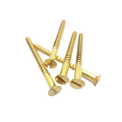 China Flat Head Copper Brass Slotted Wood Screws for sale