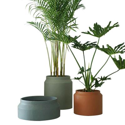 China Modern Nordic Single Style Round Shape Cement Planter Pot For Garden Decor for sale