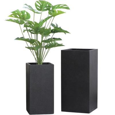 China Bulk Hand-Brush Modern Square Shape Tall Concrete Flower Planter Pot With Big Size For Home Decor for sale