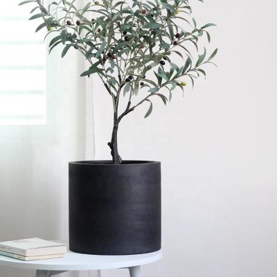 China Wholesale modern plant cement flower pot outdoor planter large with black color for home decoration for sale