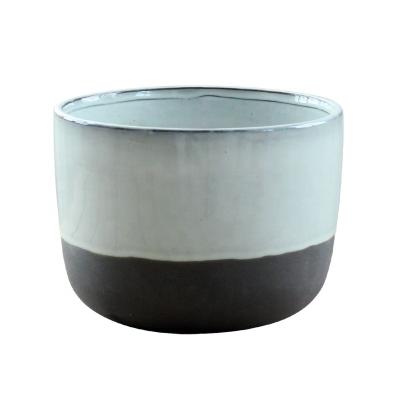 China Brand New Vintage Design Nordic Black Colored Clay Ceramic Planter With White Reactive Glaze For Garden for sale