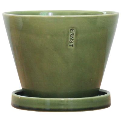 China Factory direct sale modern ceramic flower pot with saucer in reactive glaze for garden decor for sale