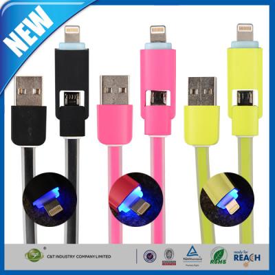 China Duo 2-in-1 USB Data Transfer Cable Sync Charge With Lightning for sale