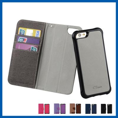 China Detachable iPhone 6 Plus Protective Case Folio Flip Leather With Magnetic Cover for sale