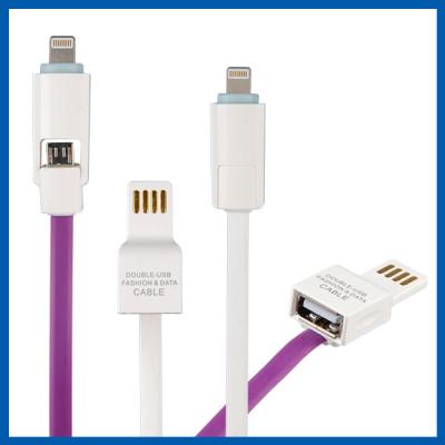 China Dual 8 Pin Micro USB Data Transfer Cable Charging Cord Data For Android And IOS for sale