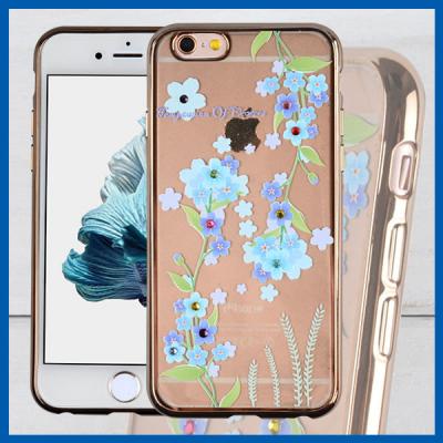 China Clear TPU Plating Iphone 6 Plus Protective Case With Bling Diamonds for sale