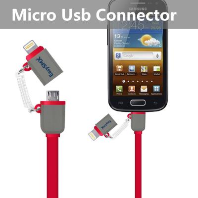 China Red Cell Phone Usb Cable With Lightning Connector And Micro Usb Connector for sale