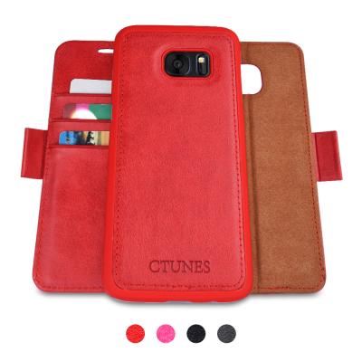 China Detachable Cell Phone Leather Cases Flip Wallet Card Holder With Kickstand Case for sale