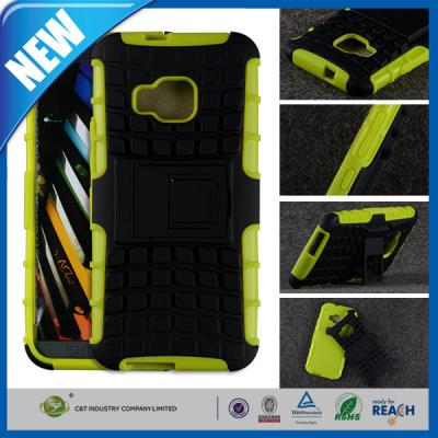 China Green Heavy Duty Rugged Armor Cellular Phone HTC One M9 Case with Stand for sale