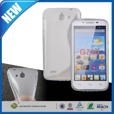 China Clear S Line Gel Soft TPU Cell Phone Protective Cases , Huawei Ascend G730 Case for sale