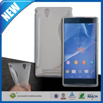 China Transparent S-Curve TPU Back Cell Phone Protective Cases for Sony Xperia T2 Ultra D5303 for sale