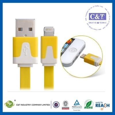 China 3FT 1M Flat Noodle 8 Pin Cell Phone USB Cable Data Cord For Ipad Air Mini 2 for sale