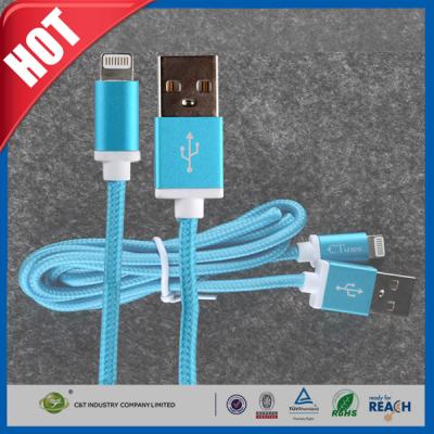 China Blue iPhone 6 Plus Charging Cord Ruggedized Braided Fabric Sync for sale